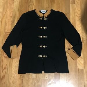 Luxury Knit Black Sweater w Military Style Buttons